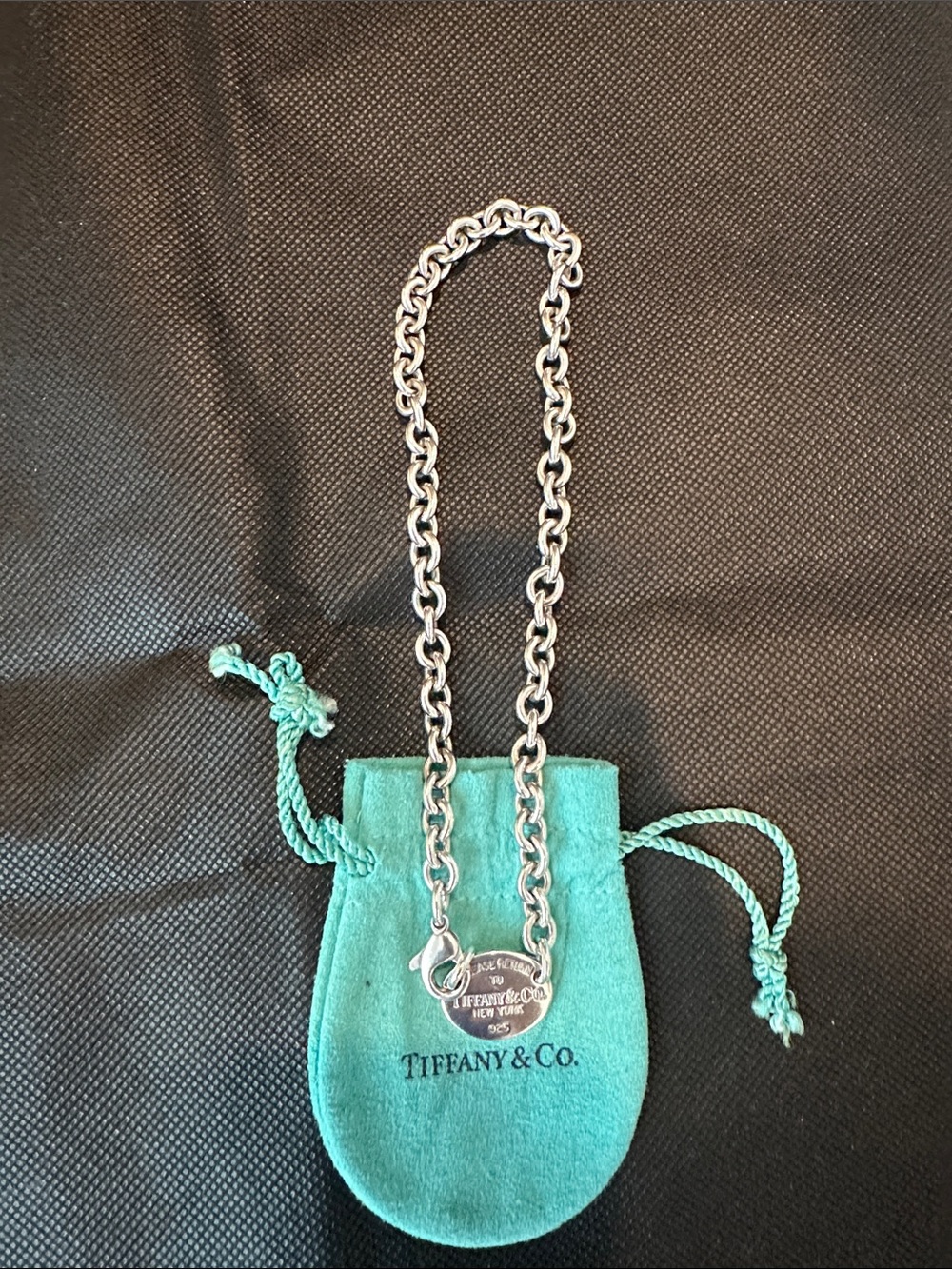 Tiffany & Co. Return to Tiffany 925 Sterling Silver Chain Necklace with pouch